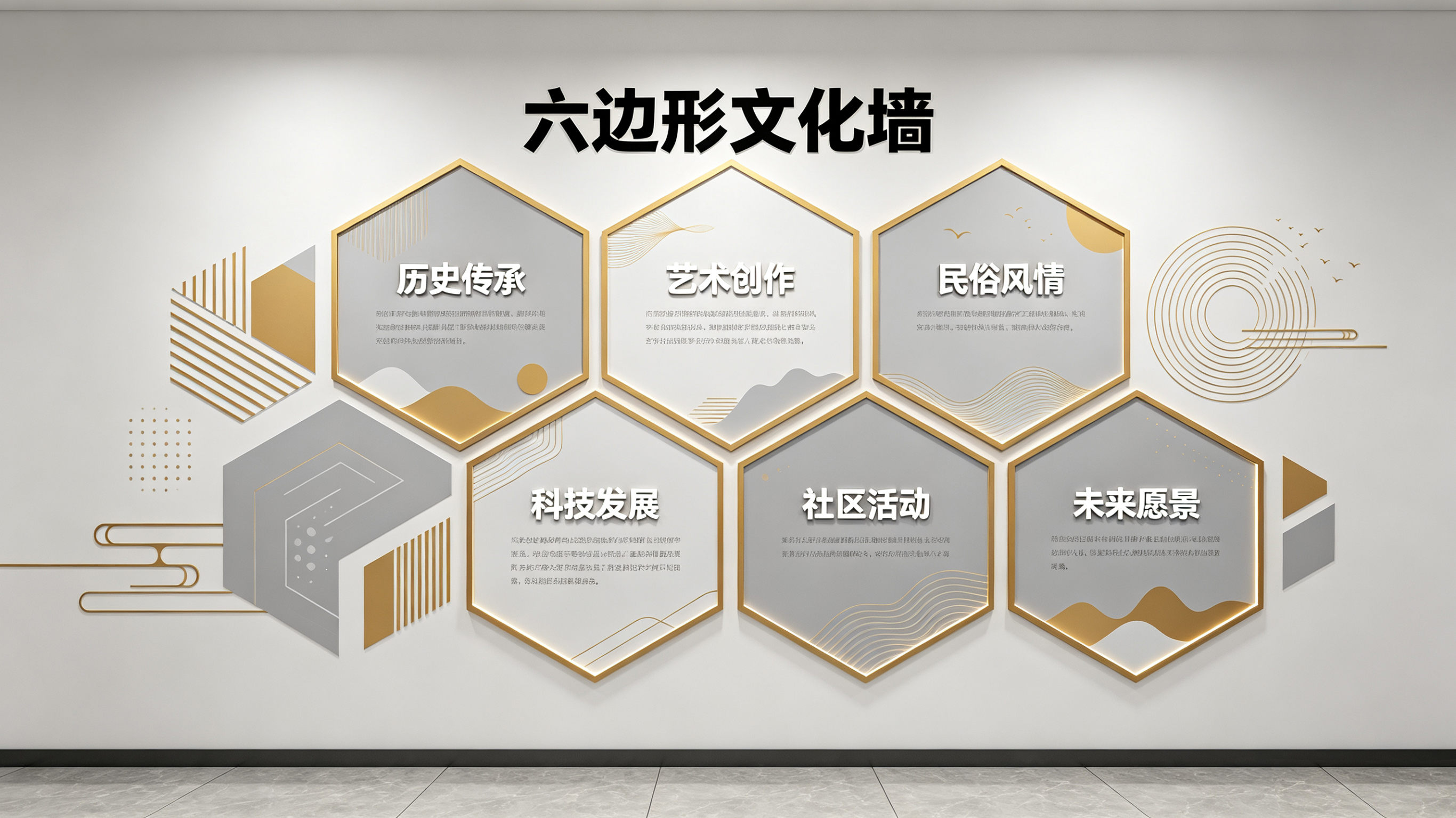 周至企业文化墙 | 六边形信息美学